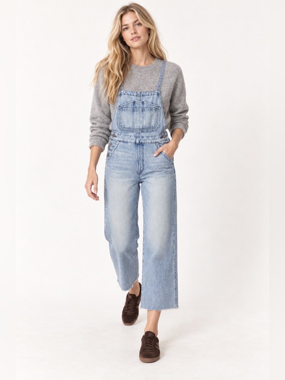 JOE’S JEANS | Captivate Wide Leg Denim Overalls Light Wash Cropped • small